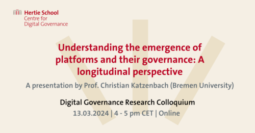 Lecture Title Slide Prof. Christian Katzenbach holds lecture on the "Understanding the emergence of platforms and their governance" at Hertie School