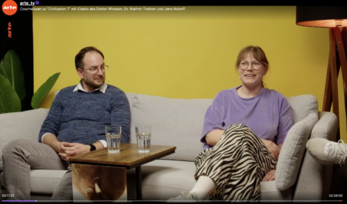 Interviewsituation mit Kathrin Trattner und Jens Notroff